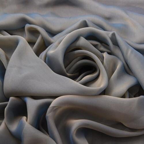 140CM Wide 6MM Thin Soft Gray Blue Silk Chiffon Fabric for Summer Long and Short Dress Shirt Scarf Blouse H220
