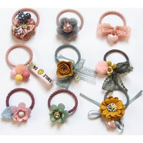 2019 Fashion Girls Candy Floral Colors Nylon Rubber Bands Children Safe Elastic Hair Bands Ponytail Holder Kid Hair Accessories