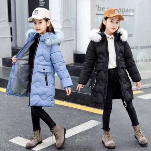 2020 New Children Winter Down Jacket for girls windproof Coat Thicken snowsuit parka For 8 10 12 14 16 Year Blue/Red/Black Color