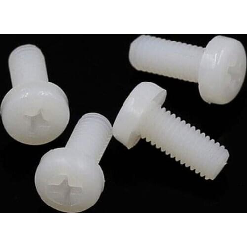 3pcs M10 nylon Phillips round head screws cross pan headed screw plastic bolts conductive bolt GB818 white color 15mm-120mm long