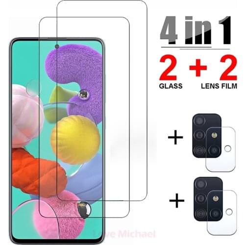 4Pcs [Screen Tempered Glass+Lens Film] Clear Protector for Samsung Galaxy A02 A02S A12 A22 A32 A42 A52 A72 5G M12 M32 M02 M21