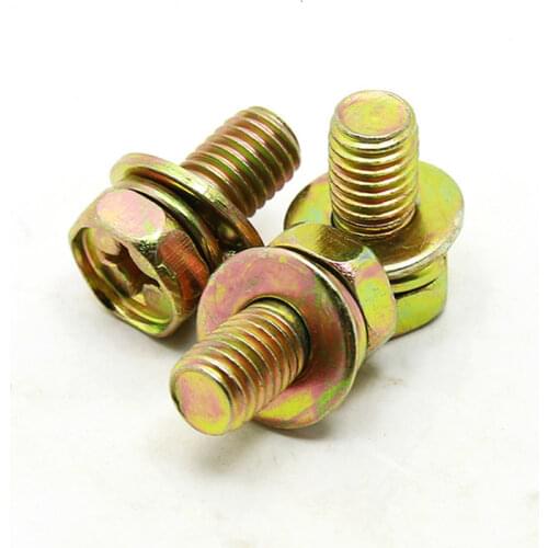 50pcs M8 M6 Hex Cross Bolt Phillips Flat Gasket Spring Washers Set Phillips Hexagon Screws Carbon Steel GB9074.13 12-40mm