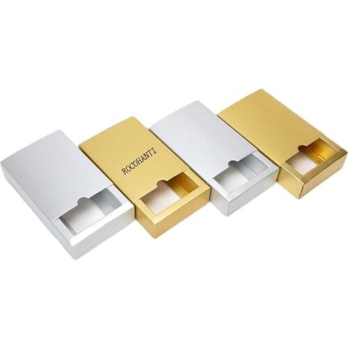 50X Custom logo Printed Matte Gold and silver color cardboard paper gift box drawer design