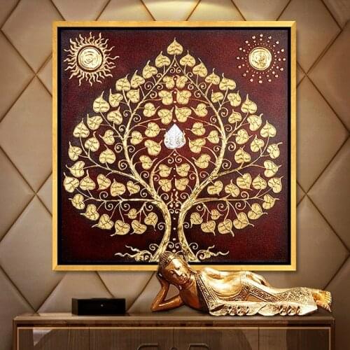 Southeast Asia Living Room Diamond Painting Cross Stitch Entrance Thailand Style Diamond Embroidery Auspicious Bodhi Tree