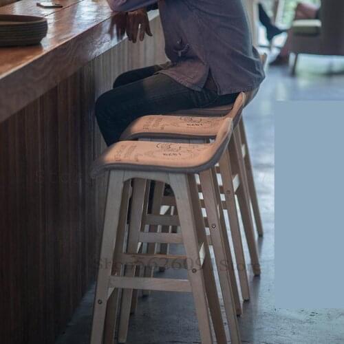 Solid wood bar chair creative bar chair European bar stool bar chair simple retro bar stool high stool