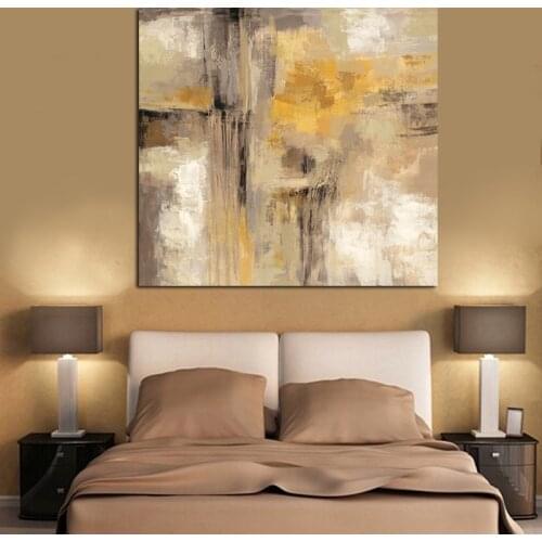 Big size Yellow Abstract Oil painting on Canvas Scandinavian Art Poster and Print Wall Picture for Living Room Sofa Home Decor