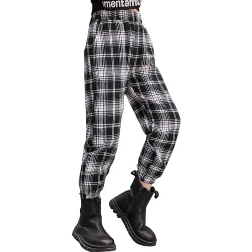 Girls Cargo Pants Plaid Pattern Kids Trousers For Girls Casual Style Kids Pants Autumn Winter Girls Clothing 6 8 10 12 14