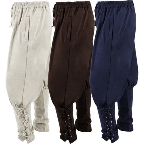 Adult Men Medieval Renaissance Lounge Pirate Pants Men Viking Renaissance Gothic Style Pirate Costume Cosplay Trouser Man 2021