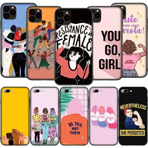 T125 Minimal Girl Power Feminist Silicone Soft Case for iPhone 12 Mini 11 Pro XS Max XR X 8 7 6 6S Plus 5 5S SE 2020