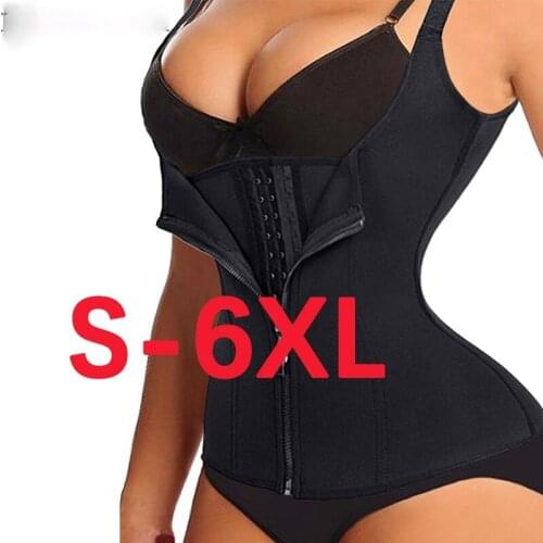 Womens Neoprene Sweat Sauna Vest Waist Trainer Plus Size Shapewear Cincher Corset Body Shaper Weight Loss with Zipper Tank Top