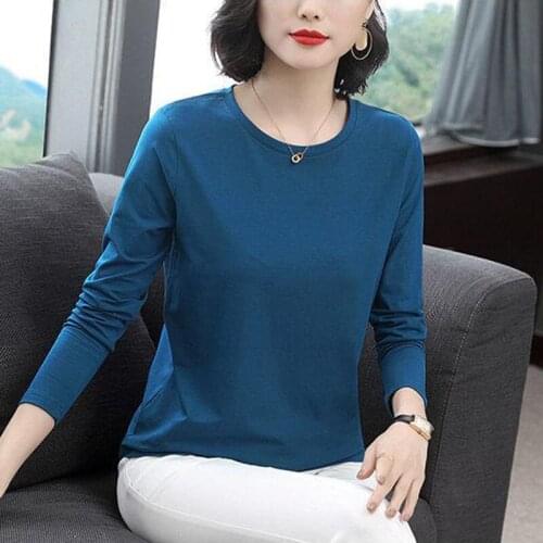 Women Spring Autumn Style Loose T-Shirts Tops Lady Casual Long Sleeve O-Neck Vintage Tees Tshirts Tops ZZ0163