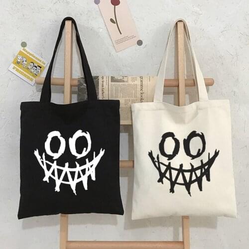 Gothic anime y2k canvas bag fun cartoon ins large capacity Ulzzang women bag shopper bag Harajuku dark women shoulder bags