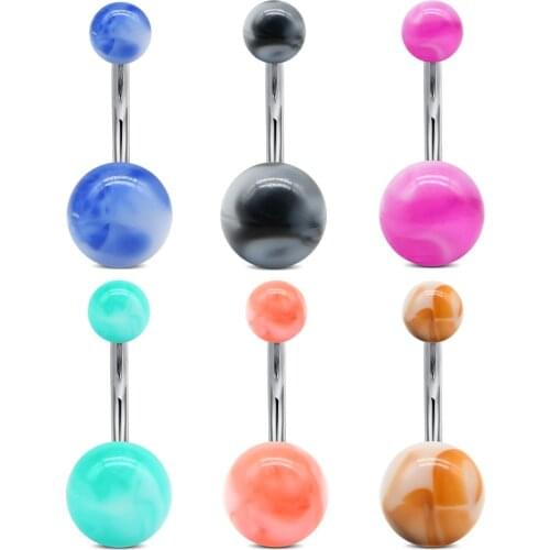 Belly Button Rings Surgical Stainless Steel 14G CZ Navel Belly Rings 3/8" 10mm Piercing Barbell Body Jewelry for Women Girls