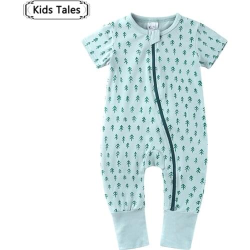 SR566 Summer Baby Rompers Newborn Baby Clothes For Girls Boys Short Sleeve tree print Jumpsuit Baby Clothing outfits