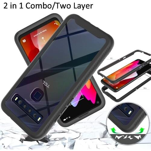 Combo Drop resistance Rugged Case For TCL 10L Heavy Duty Defender Armor Shield Anti-Skid Clear Cover