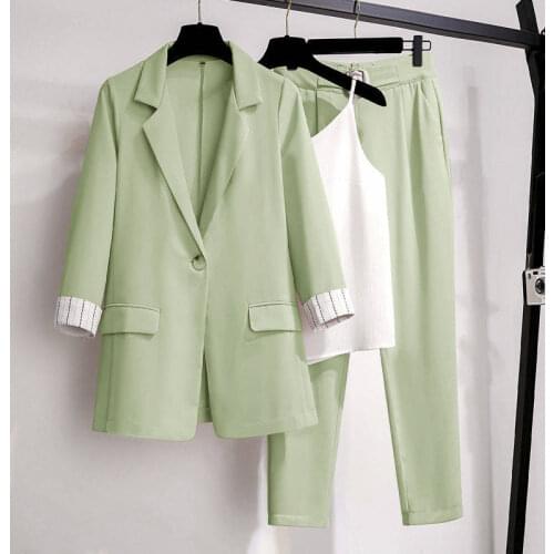 Two-piece sets Women Blazers suit Spring Autumn Lady Blazer Jacket +Long Pant Plus size 4XL Female Work clothes Ladies Coat
