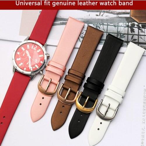 Leather watch belt For C K L-ongines L4 A rmani D W thin leather bracelet 10 12 14mm 16mm 18mm 20mm watch band