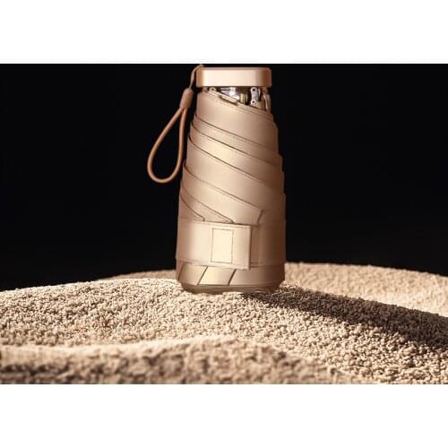 Creative 14cm Small Gold Flat Umbrella Mini Gold Capsules Folding Umbrella Six Fold Sun Protection Umbrella