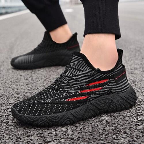 Spring Mens Shoes Nice Fashion Pop Flying Woven Casual Shoes Breathable and Comfortable Sneakers Mens Sports Vulcanize Shoes