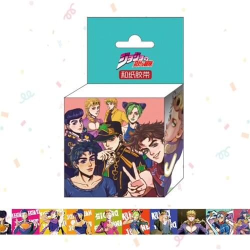10 sets JoJos Bizarre Adventure Tape Jonathan Joseph Joestar Brando Washi Tapes Paper Hand account sticker 15mm x 5m anime gift