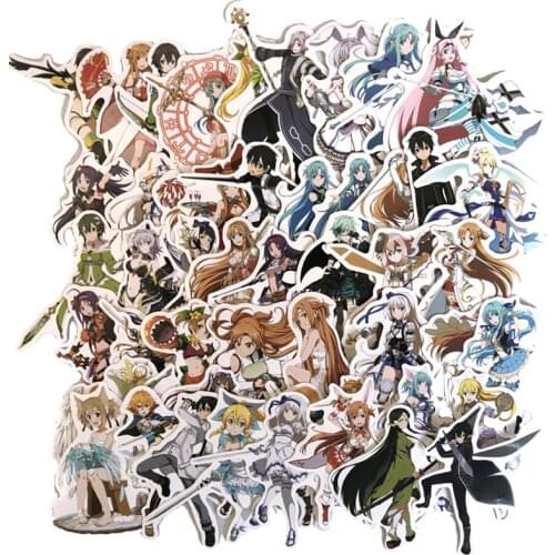 50PCS Sword Art Online Anime Stickers Gift Toys For Children Cartoon Decal Sticker To DIY Stationery Phone Laptop Guitar