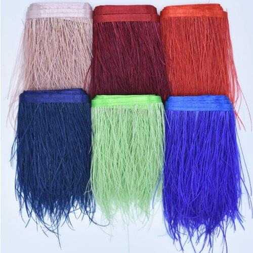 Natural Colorful Peacock Feathers Silk Flue Trim Fringe Ribbon 5-8" Width Hair Feathers for Crafts Peacock Feather Decor Plumas