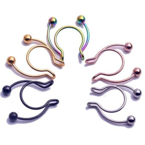 New 1PC Fake Nose Ring Stud New Nose Clip Medical Stainless Steel Hot Sale Nasal Septum False Nose Ring Piercing Jewelry