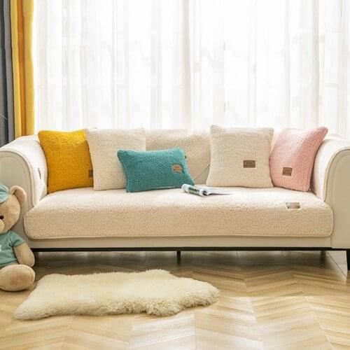 2021 WInter New Soild Color Sofa Covers Towel Soft Plush Couch Cover For Living Room Bay Window Pad L-shaped Sofa Decor