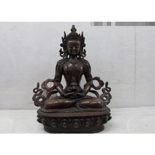 Wholesale factory Tibet purple Bronze Red Copper Longevity Amitayus Kwan-Yin GuanYin Buddha Statue AE1024