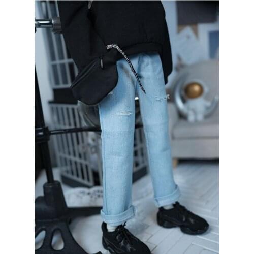 BJD doll dress is suitable for 1/4 size MSD Korean ripped straight leg trousers, slacks, high waist trouser legs versatile jeans