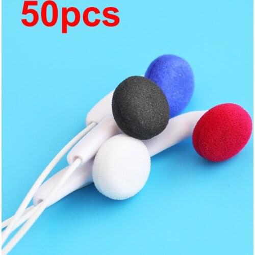 50pcs Flat Headphone Sponge Cover Bass Earphone Eartips Dustproof Red Blue Black White Colors Foam Covers