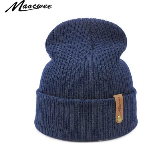 Unisex Casual Beanie Hat Winter Outdoor Thick Warm Knitted Hedging Hats For Men Women Solid Color Hip-hop Skullies Beanies Caps