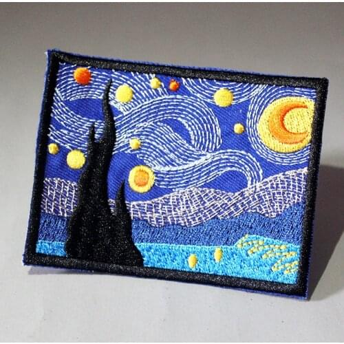 Pulaqi Van Gogh Patch for Clothes Embroidered Patches For Clothing Iron On Patches Vikings Patch Appliques Stripes On Clothes F