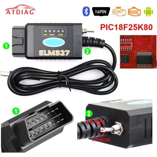 ELM327 USB V1.5 FTDI FT232RL + PIC18F25K80 Chip Code Reader for Ford HS CAN/MS CAN ELM 327 Bluetooth OBD2 Diagnostic Tool