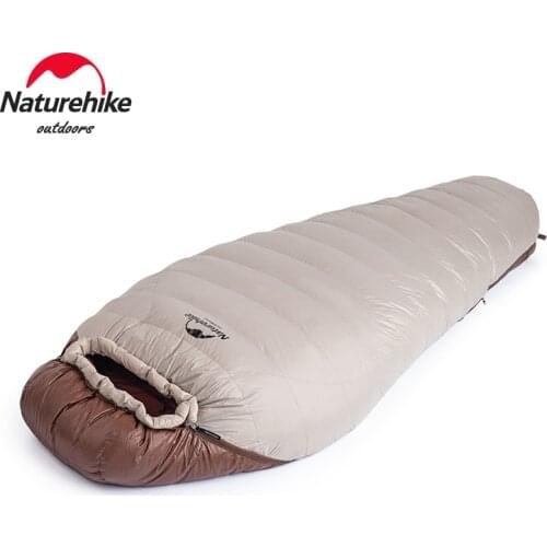 Naturehike New Camping Sleeping Bag SnowBird 650FP Duck Down Mummy Sleeping Bag Lengthened Thickened Winter Warm Windproof