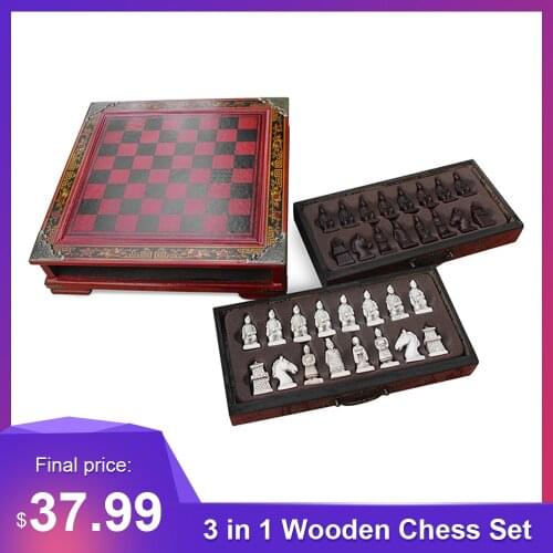 Sport Home New Design 3 in 1 Wooden Chess Magnetic Backgammon Checkers Set Foldable Board Game Portable Chess Set Children Gifts