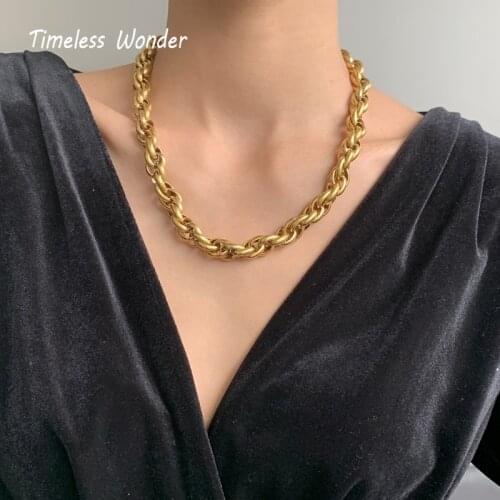 Timeless Wonder Titanium Pave Twisted Chains Choker Necklace Women Stainless Steel Jewelry Boho Designer Goth Punk Ins Rare 3021