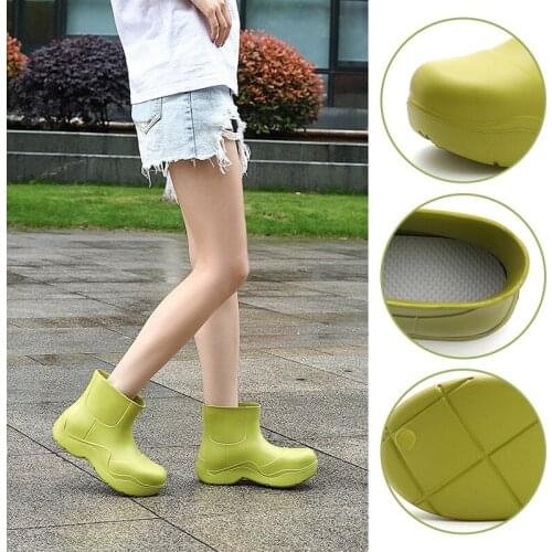 EVA Waterproof Women Rain Boots Slip-on Ladies Rain Shoes Thick Sole Ankle Boots Casual Female Platform Rainboots Girls botas