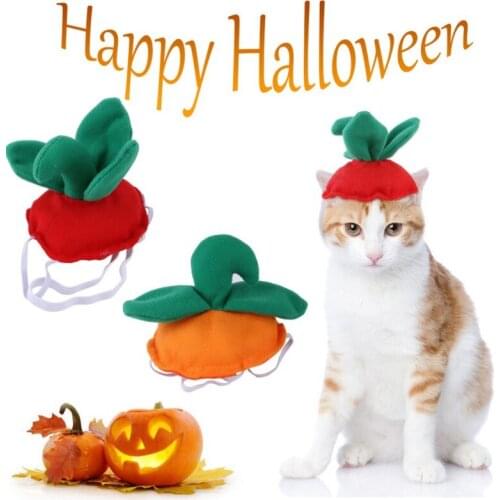 Funny Halloween Dog Cap Lovely Pet Supplies Adjustable Collar And Hat For Cats Halloween Pumpkin/Strawberry Headgear