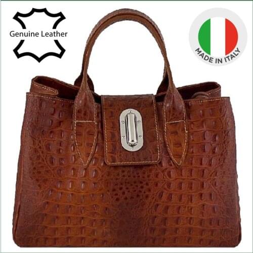 Womens leather bag with embossed crocodile Bottega Carele BC11205