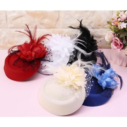 Fascinator Hats Headband Womens Feather Flower Brides Hair Accessories Wedding