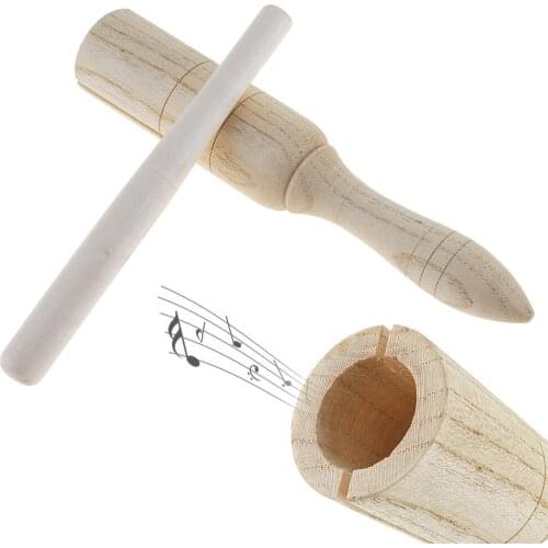 Sound Tube Wooden Crow Kid Children Gift Wood Sounder Portable Musical Toy Percussion Education Instrument with Stick