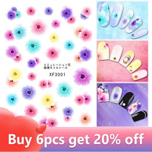 1 Sheet Colorful Nail Art Flower Painting Nail Pre-glued Transfer Stickers For Nail Art DIY Decoration Foil Decals