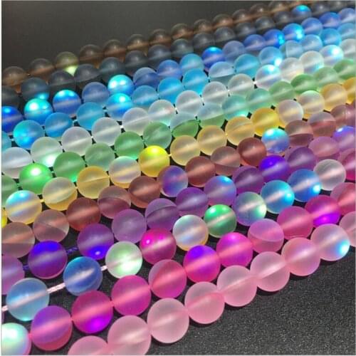 1strand Dull Polish Matte Rainbow Moonstone Bead Moon Stone Loose Spacer Beads for DIY Jewelry Making 6/8/10/12mm Z823