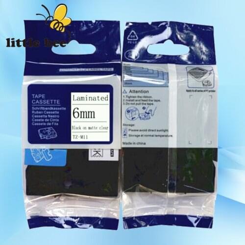1pcs TZe-M11 6mmx8m black on matte clear Compatible for brother P-touch ribbon cartirdge for brother label printer TZe-M11