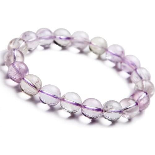 11mm Natural Genuine Purple Kunzite Round Beads Bracelet Transparent Crystal Stretch Charm Womens Bracelet