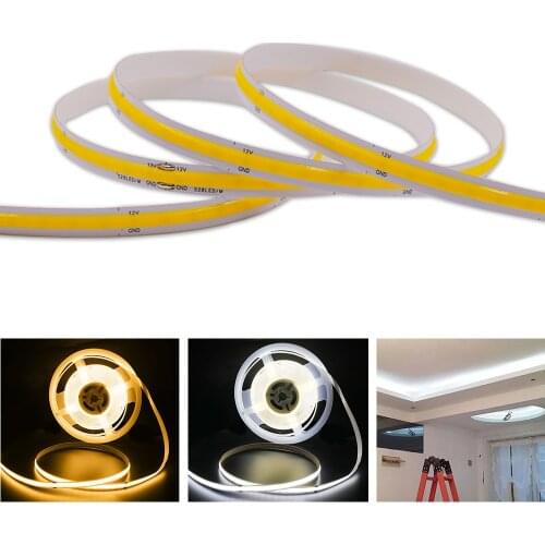 DC 12V COB LED Strip High Density FOB COB Flexible LED Strip Light Natural White 4000K/ Cool White 6000K 5m