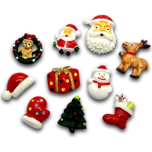 20Pcs Resin Decoration Crafts Red Christmas Series Mixed Beads Flatback Cabochon Scrapbook DIY Embellishments Accessories