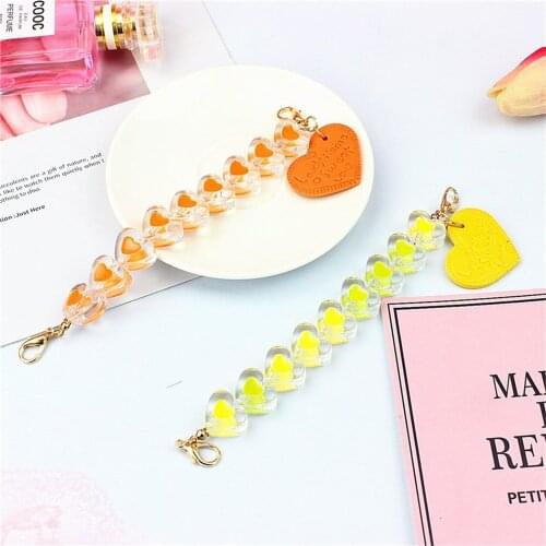 2021 Colorful Acrylic Bead Charm Smile Mobile Phone Chain Cellphone Oil Love Bracelet Lanyard For Women Summer Mobile Jewelry