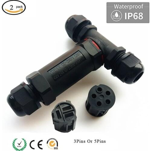3 Way Junction Box IP68 Waterproof Electrical T Shap Junction Box Connector Outdoor Cable Connector Cable Wire Gland Sleeve